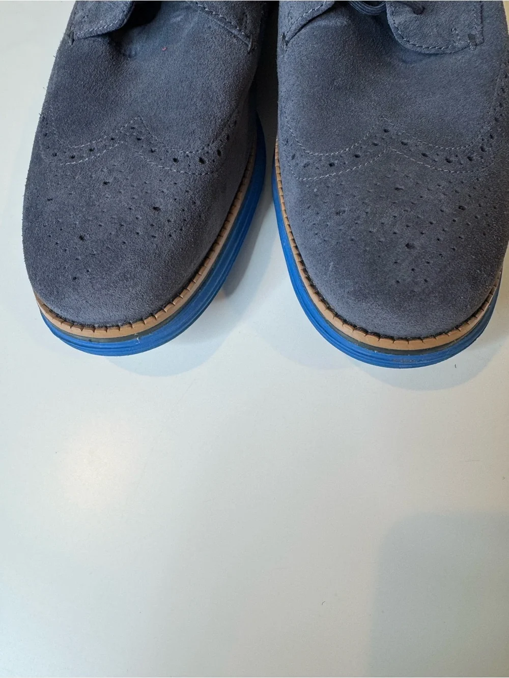 Cole Haan ØriginalGrand Wingtip Oxford Blue Suede Shoes Men’s Size 12M